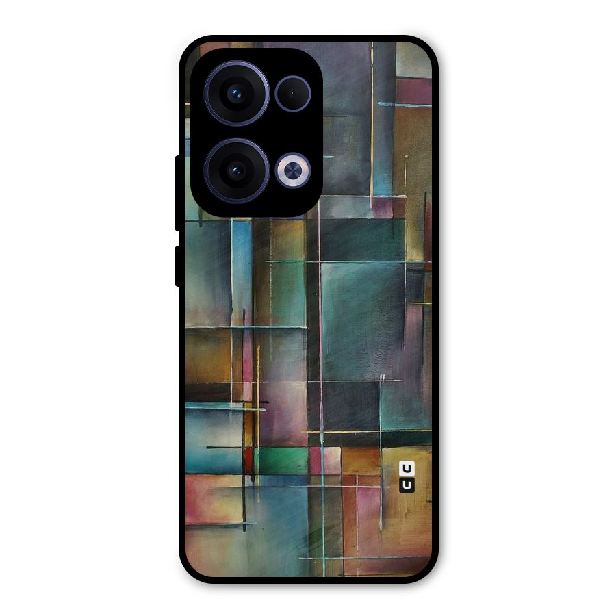 Dark Square Shapes Metal Back Case for Oppo Reno13