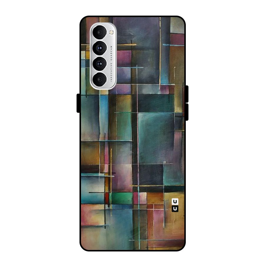 Dark Square Shapes Metal Back Case for Oppo Reno4 Pro