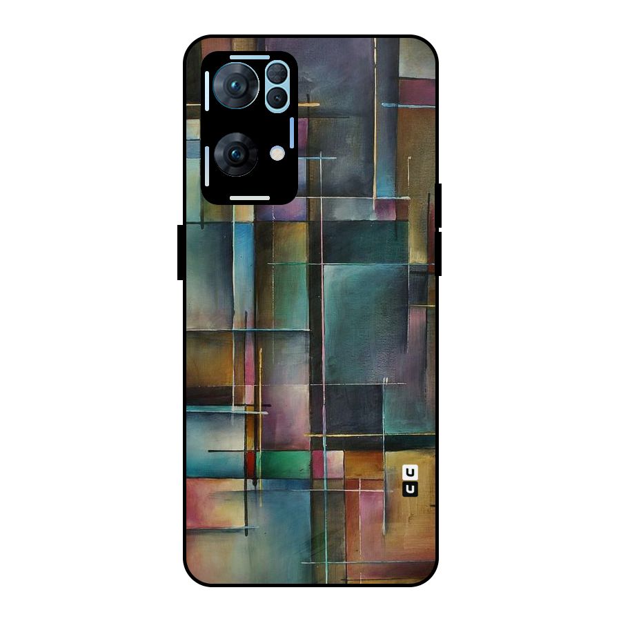 Dark Square Shapes Metal Back Case for Oppo Reno7 Pro 5G