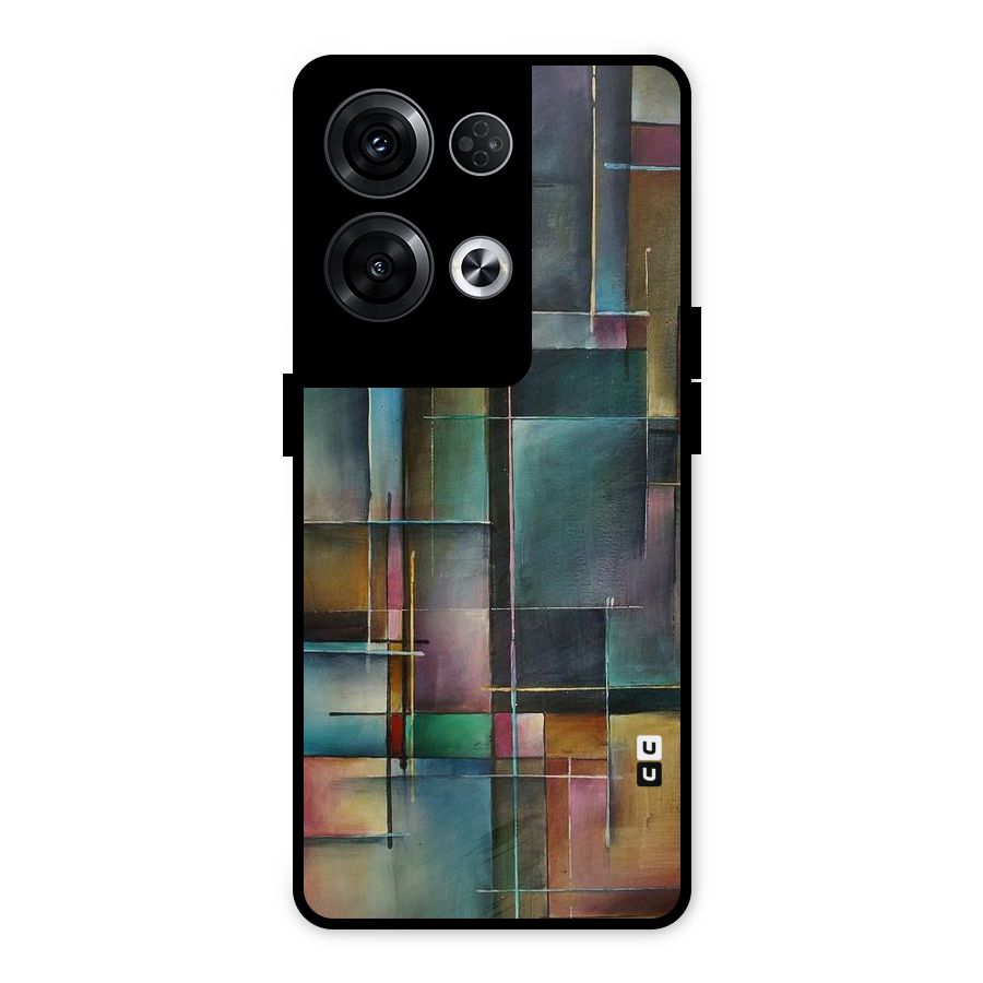 Dark Square Shapes Metal Back Case for Oppo Reno8 Pro 5G