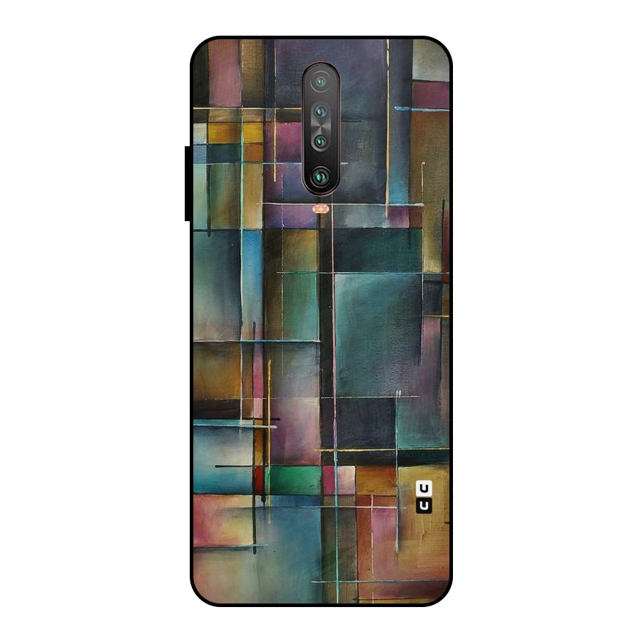 Dark Square Shapes Metal Back Case for Poco X2