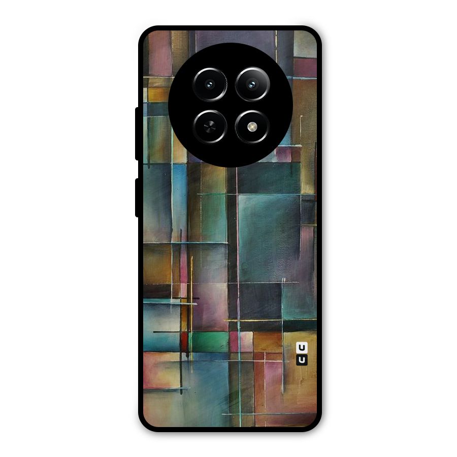 Dark Square Shapes Metal Back Case for Realme 13