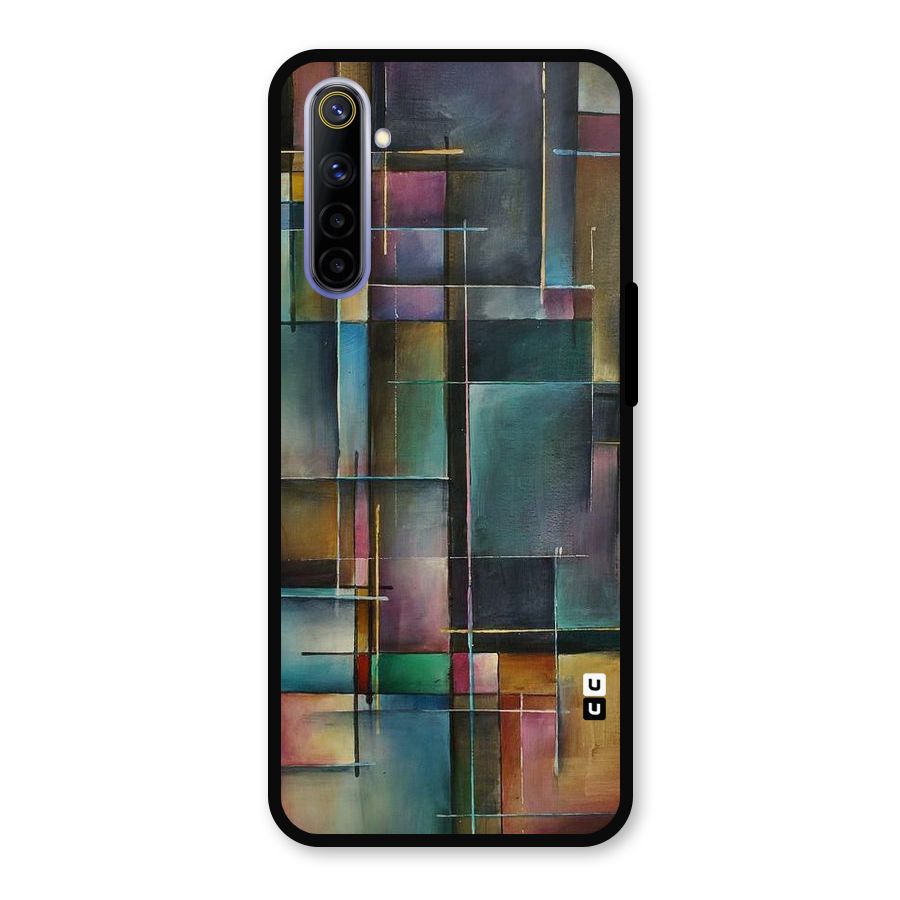 Dark Square Shapes Metal Back Case for Realme 6
