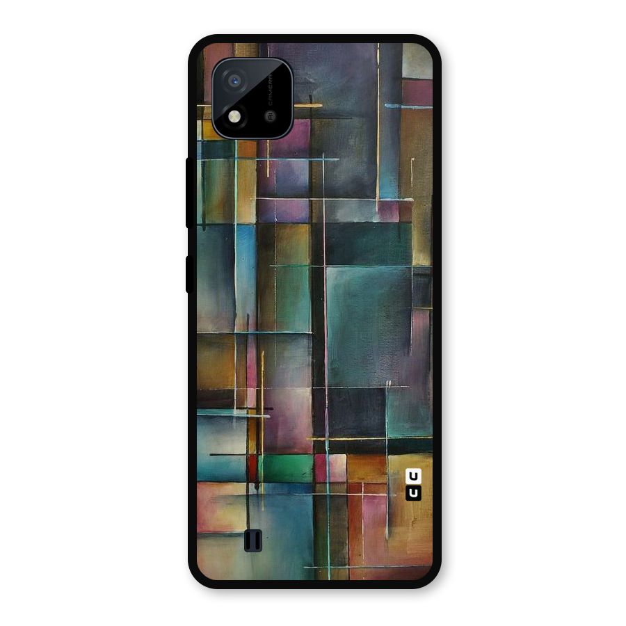 Dark Square Shapes Metal Back Case for Realme C11 2021