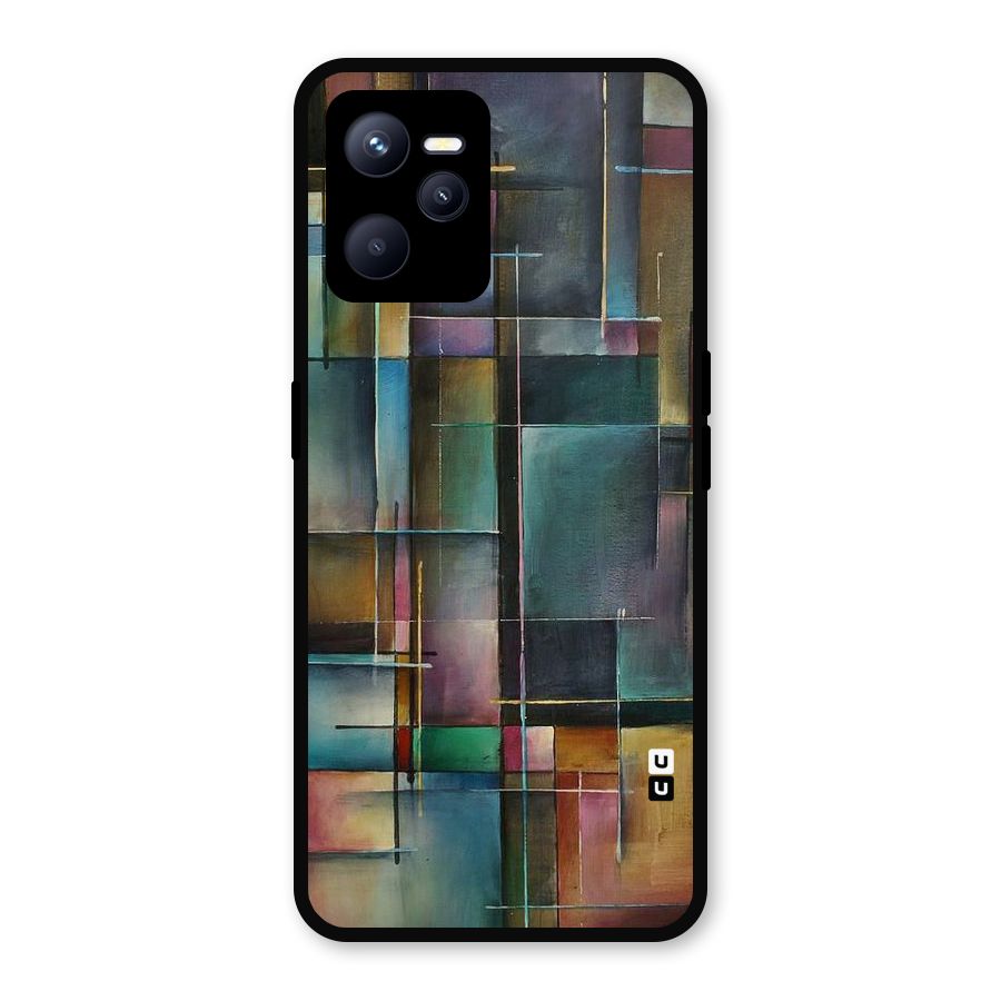 Dark Square Shapes Metal Back Case for Realme C35