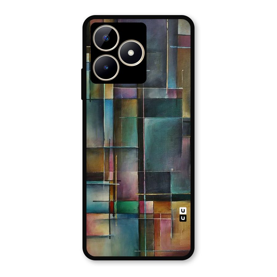 Dark Square Shapes Metal Back Case for Realme C53