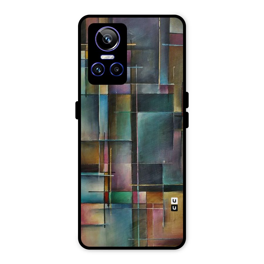 Dark Square Shapes Metal Back Case for Realme GT Neo 3