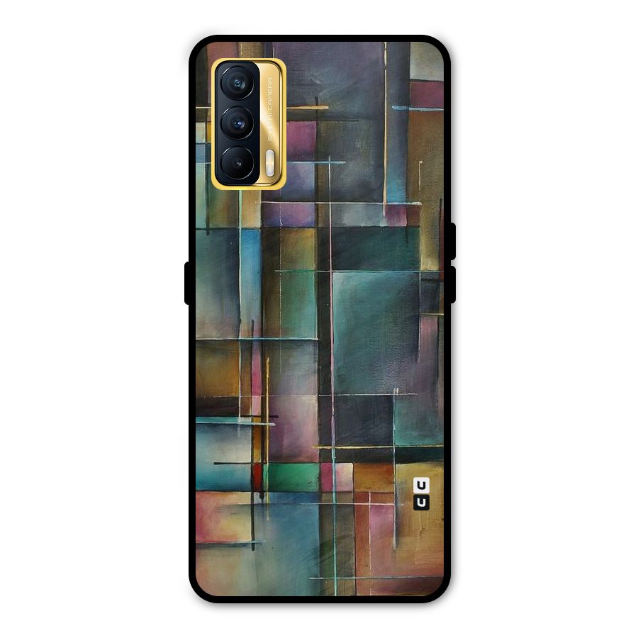 Dark Square Shapes Metal Back Case for Realme X7