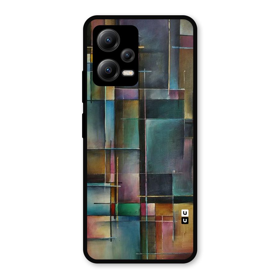 Dark Square Shapes Metal Back Case for Redmi Note 12 5G