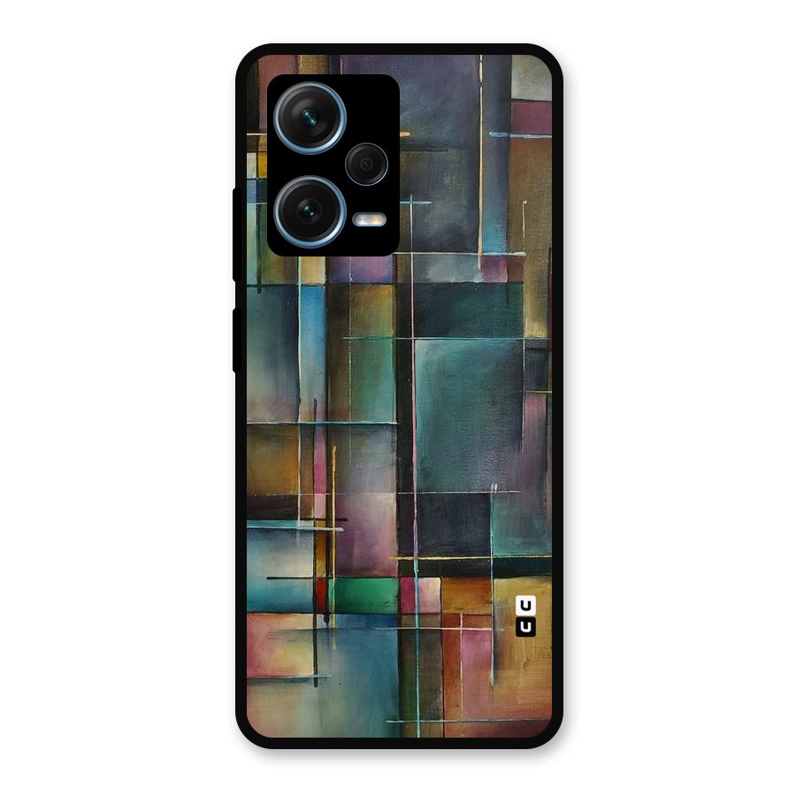 Dark Square Shapes Metal Back Case for Redmi Note 12 Pro Plus 5G