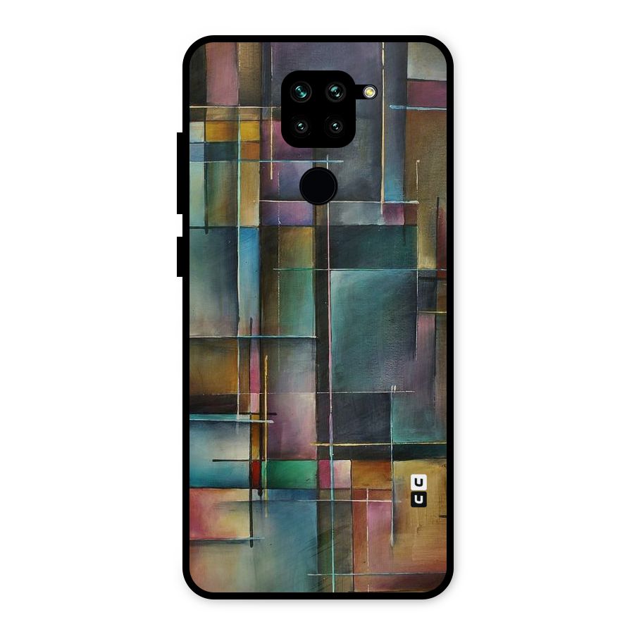 Dark Square Shapes Metal Back Case for Redmi Note 9