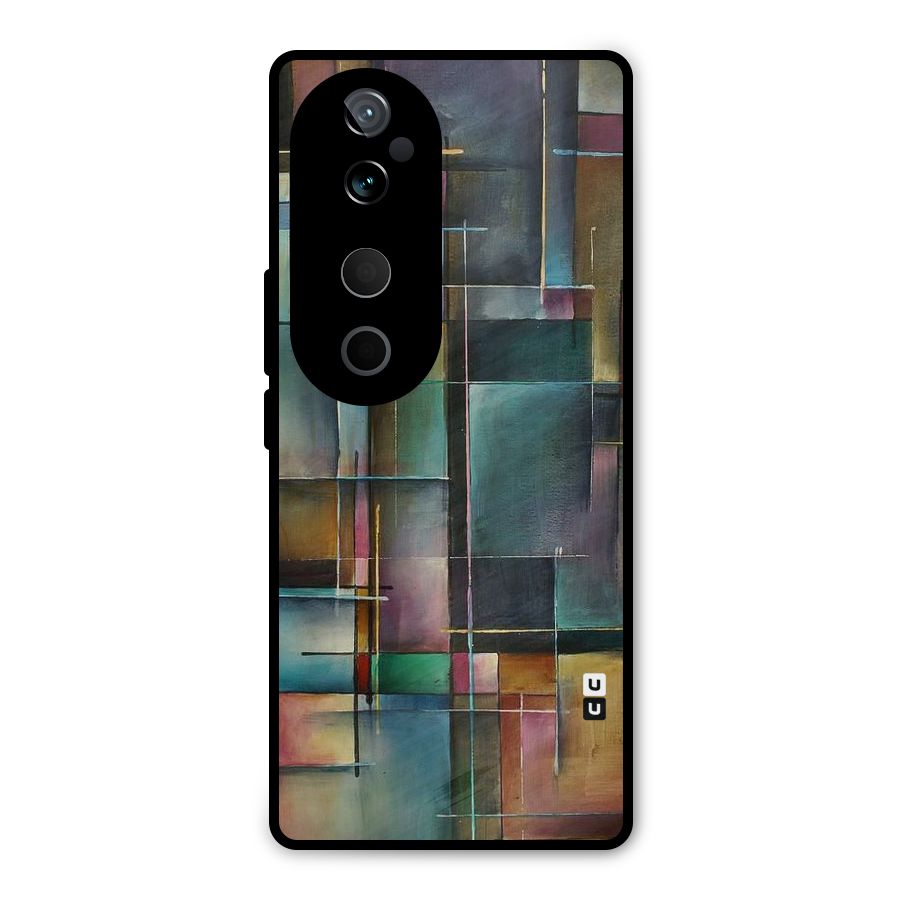 Dark Square Shapes Metal Back Case for Vivo T3 Ultra