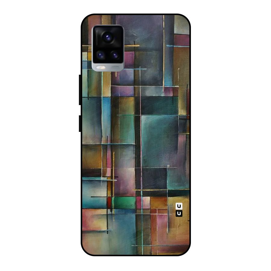 Dark Square Shapes Metal Back Case for Vivo V20 2021