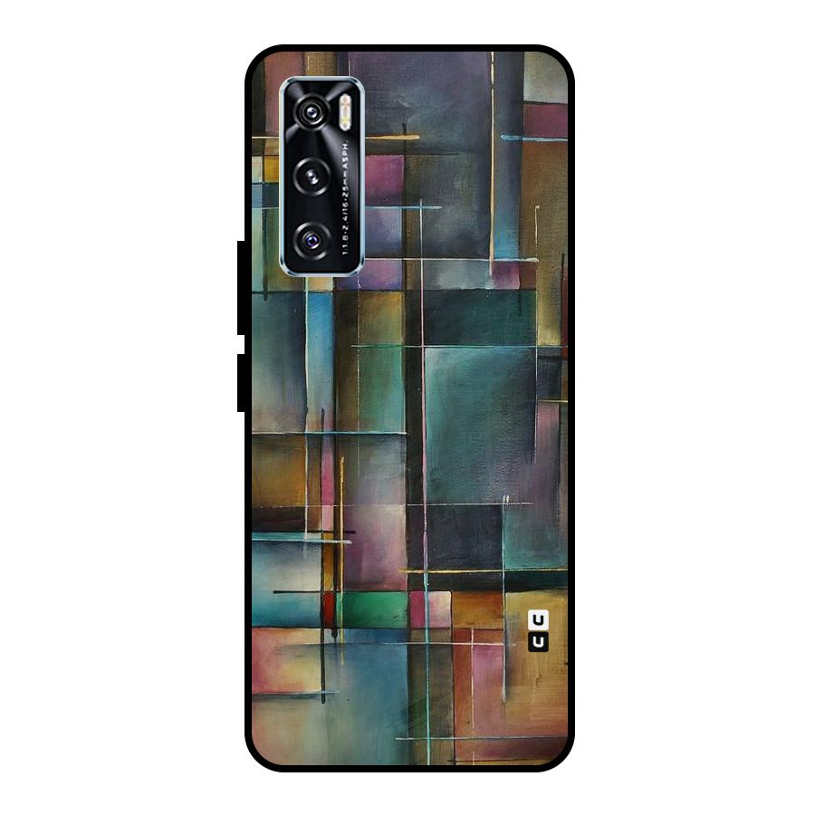 Dark Square Shapes Metal Back Case for Vivo V20 SE