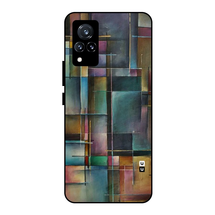 Dark Square Shapes Metal Back Case for Vivo V21 5G