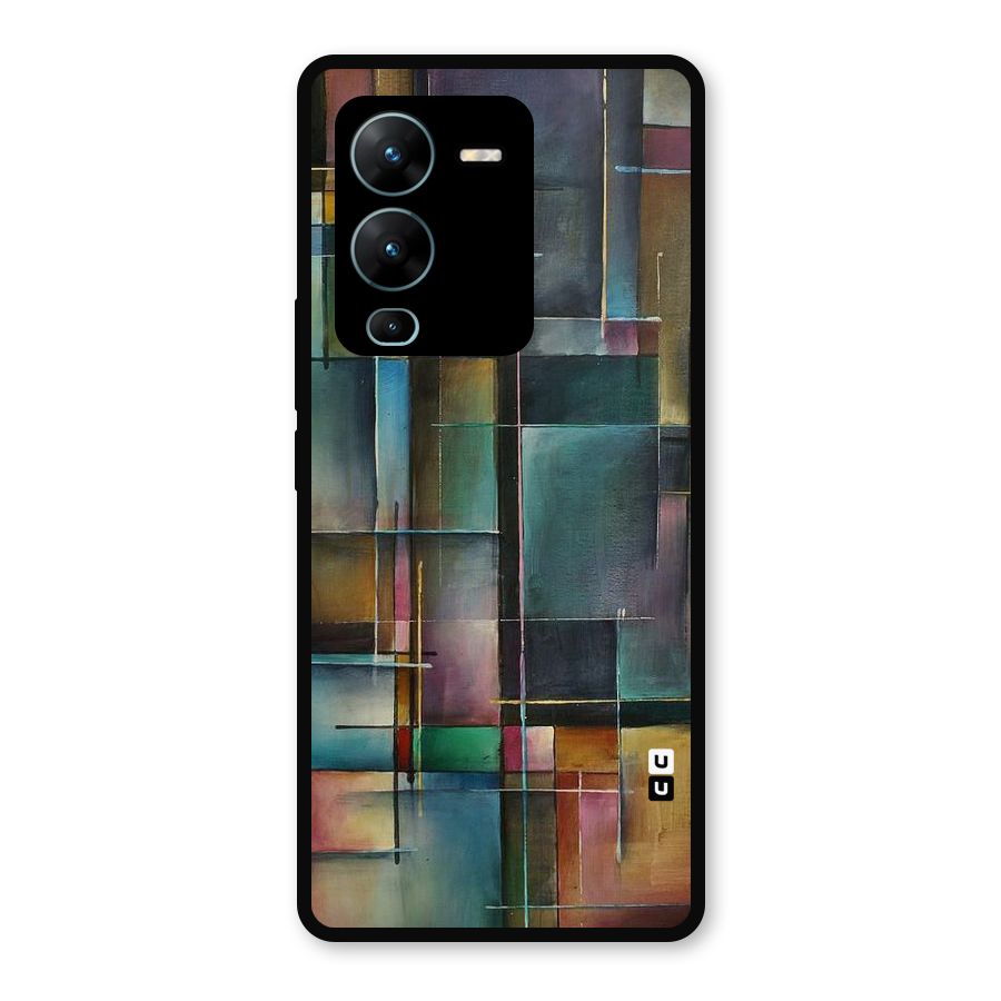 Dark Square Shapes Metal Back Case for Vivo V25 Pro