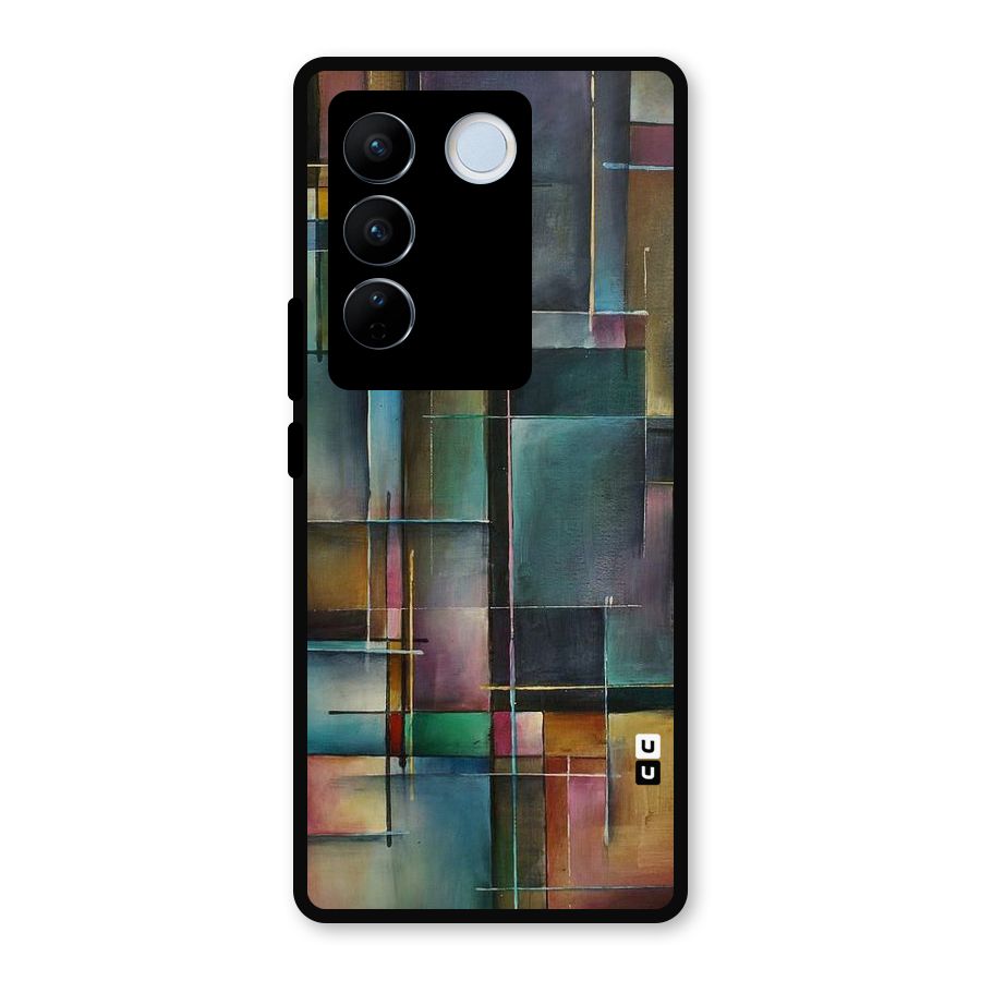 Dark Square Shapes Metal Back Case for Vivo V27