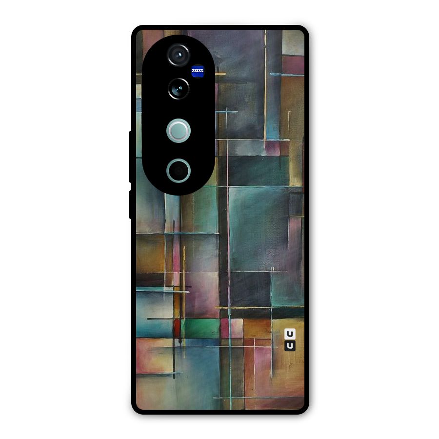 Dark Square Shapes Metal Back Case for Vivo V40 Pro