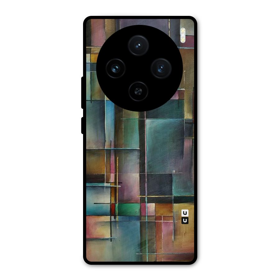 Dark Square Shapes Metal Back Case for Vivo X100