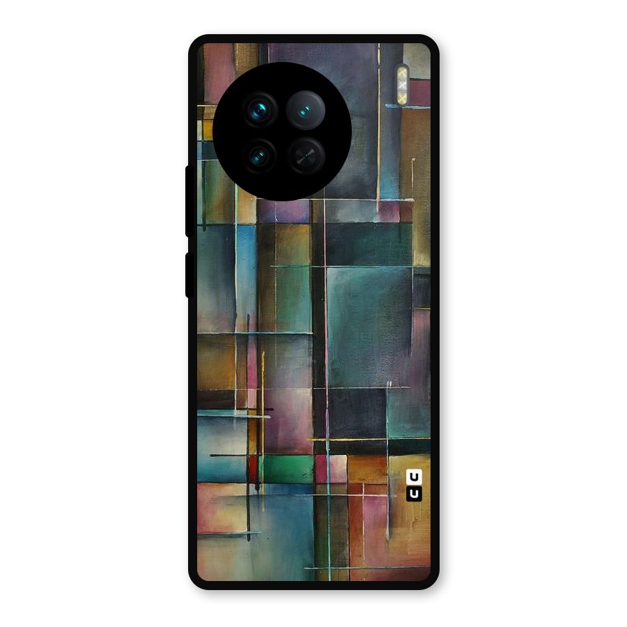 Dark Square Shapes Metal Back Case for Vivo X90