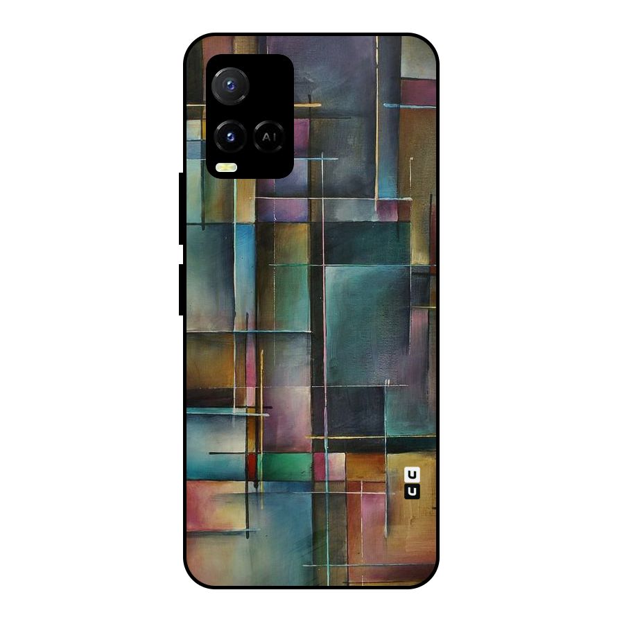 Dark Square Shapes Metal Back Case for Vivo Y21