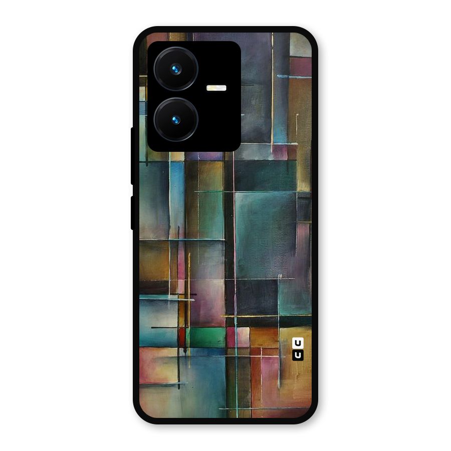 Dark Square Shapes Metal Back Case for Vivo Y22