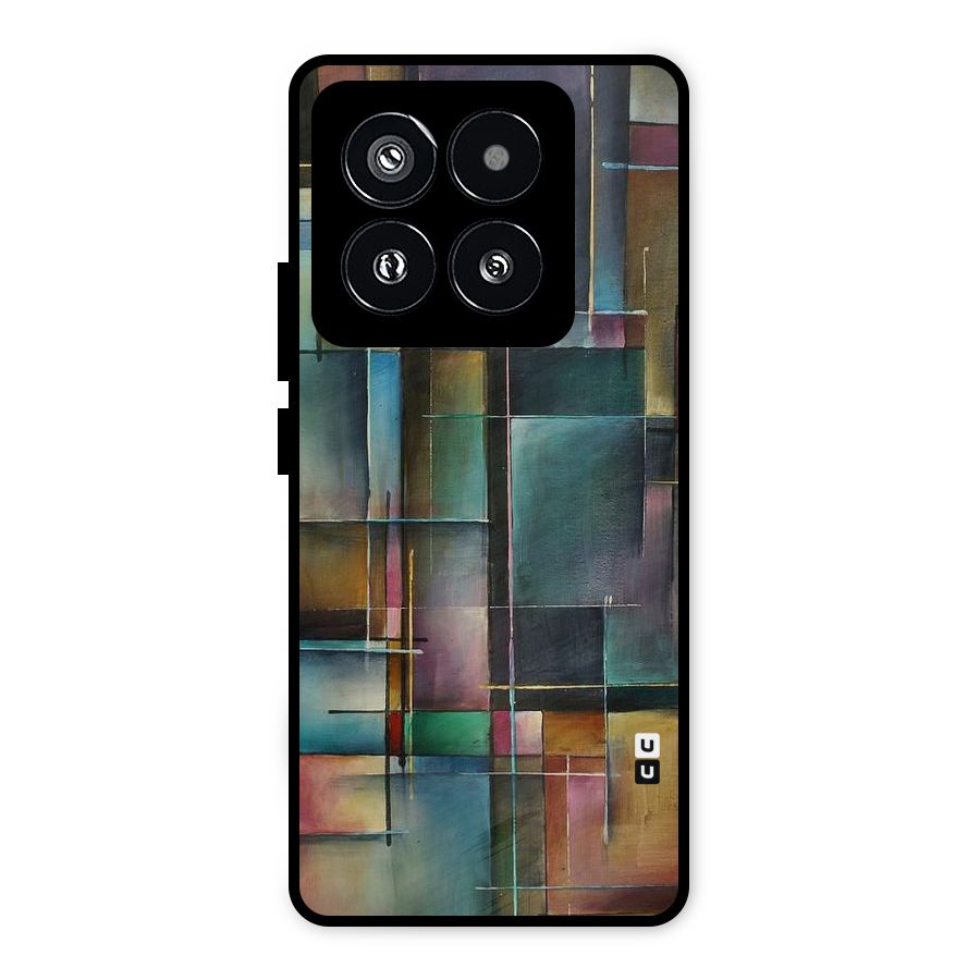 Dark Square Shapes Metal Back Case for Xiaomi 14 Pro