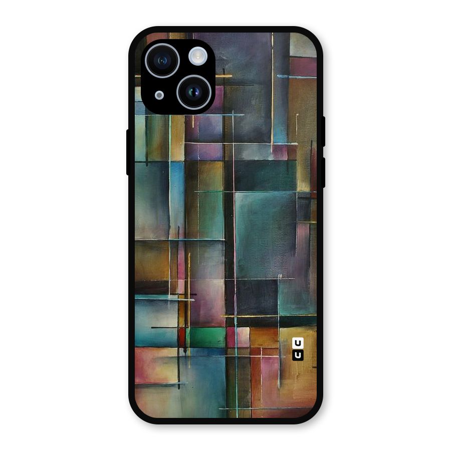 Dark Square Shapes Metal Back Case for iPhone 14