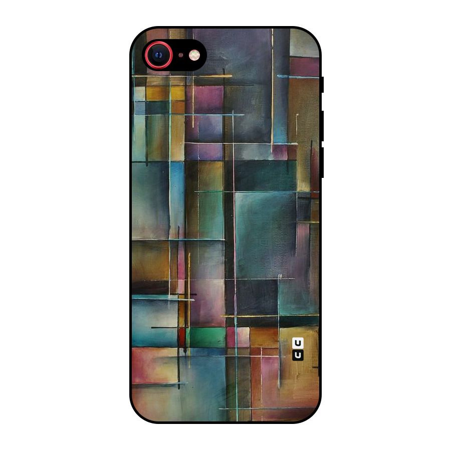 Dark Square Shapes Metal Back Case for iPhone SE 2020
