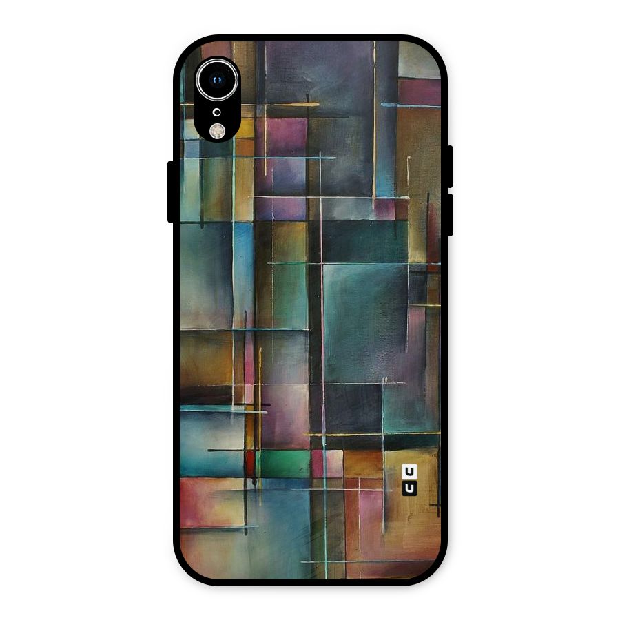 Dark Square Shapes Metal Back Case for iPhone XR