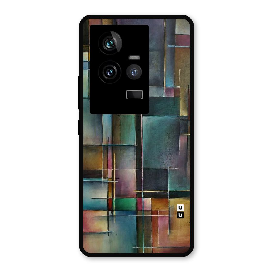 Dark Square Shapes Metal Back Case for iQOO 11 5G