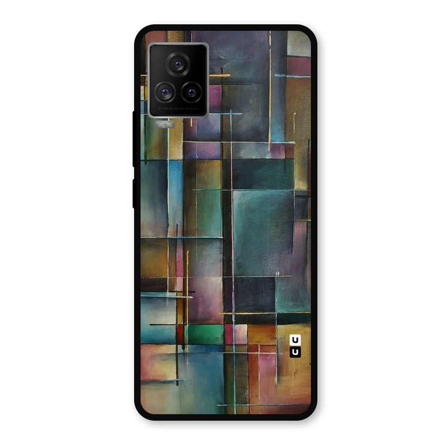 Dark Square Shapes Metal Back Case for iQOO 7 Legend 5G
