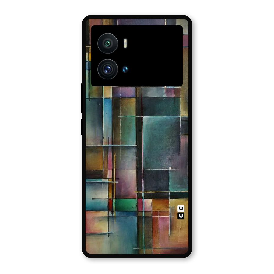 Dark Square Shapes Metal Back Case for iQOO 9 Pro