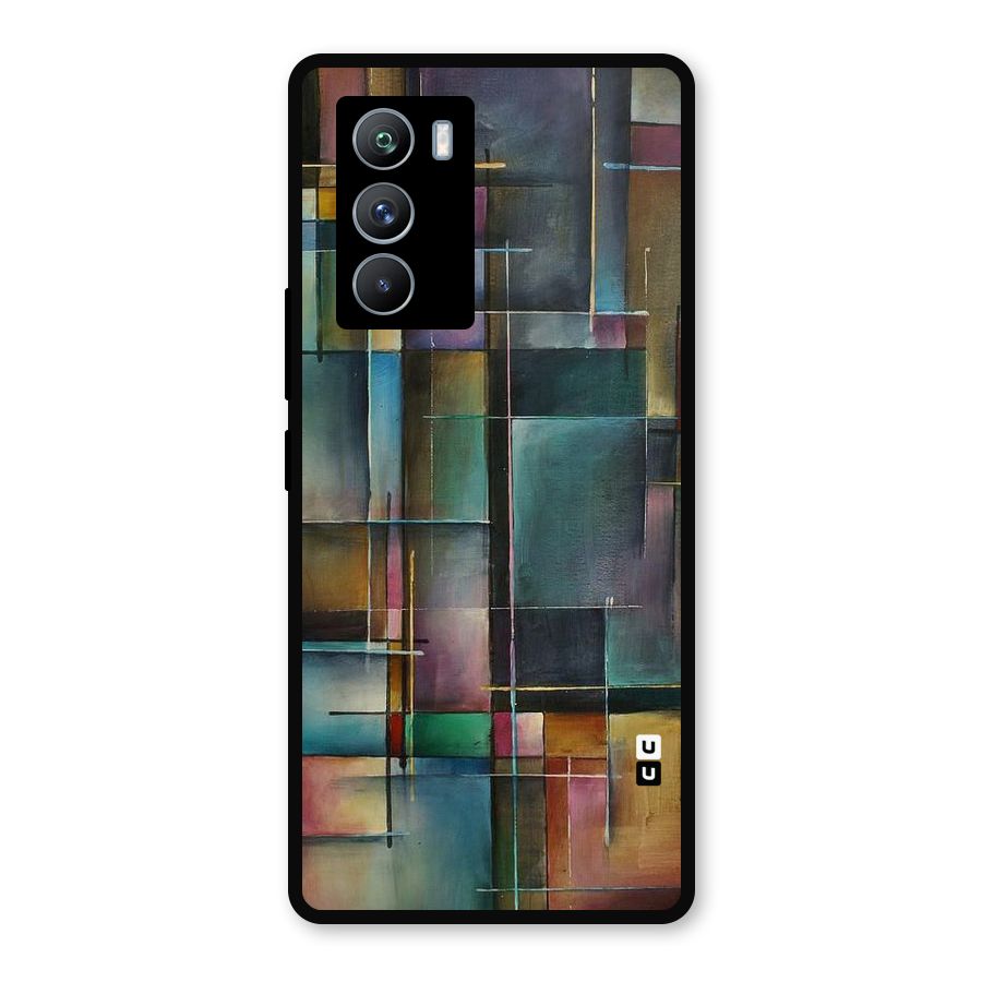 Dark Square Shapes Metal Back Case for iQOO 9 SE