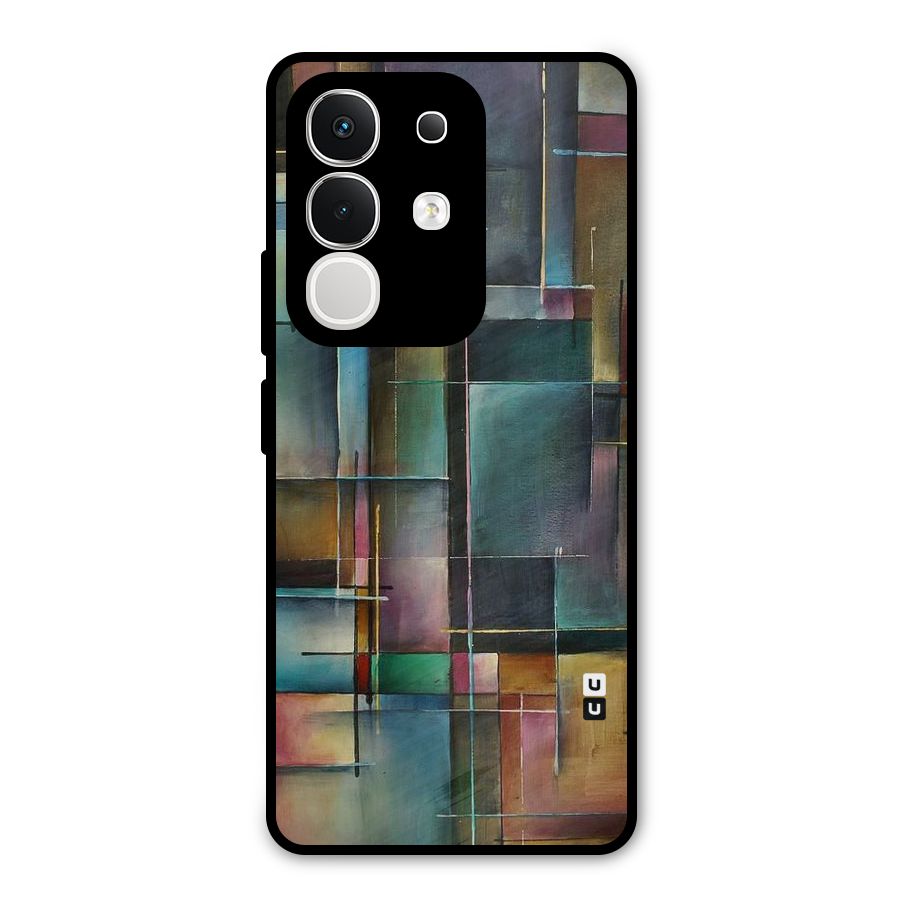Dark Square Shapes Metal Back Case for iQOO Z10x