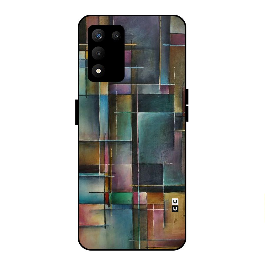 Dark Square Shapes Metal Back Case for realme 9 5G SE