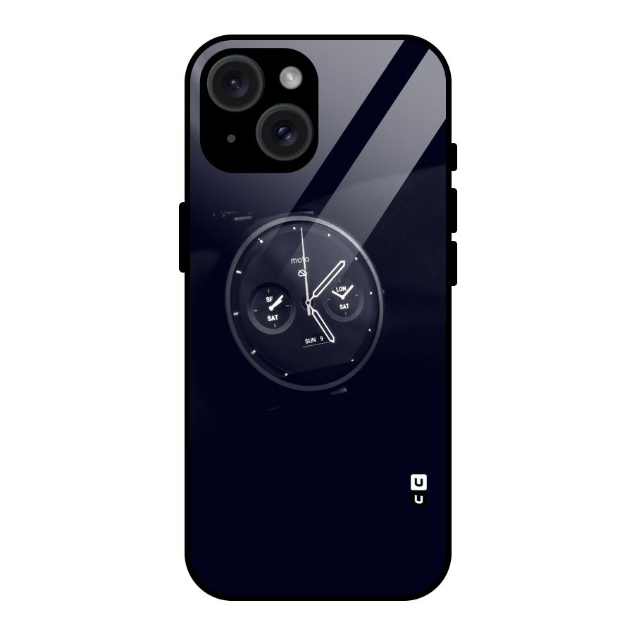 Dark Watch Glass Back Case for iPhone 15