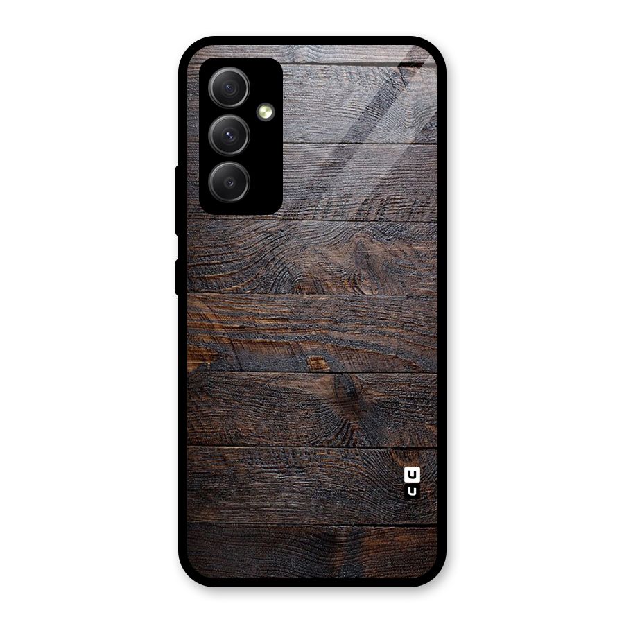 Dark Wood Printed Glass Back Case for Galaxy A34