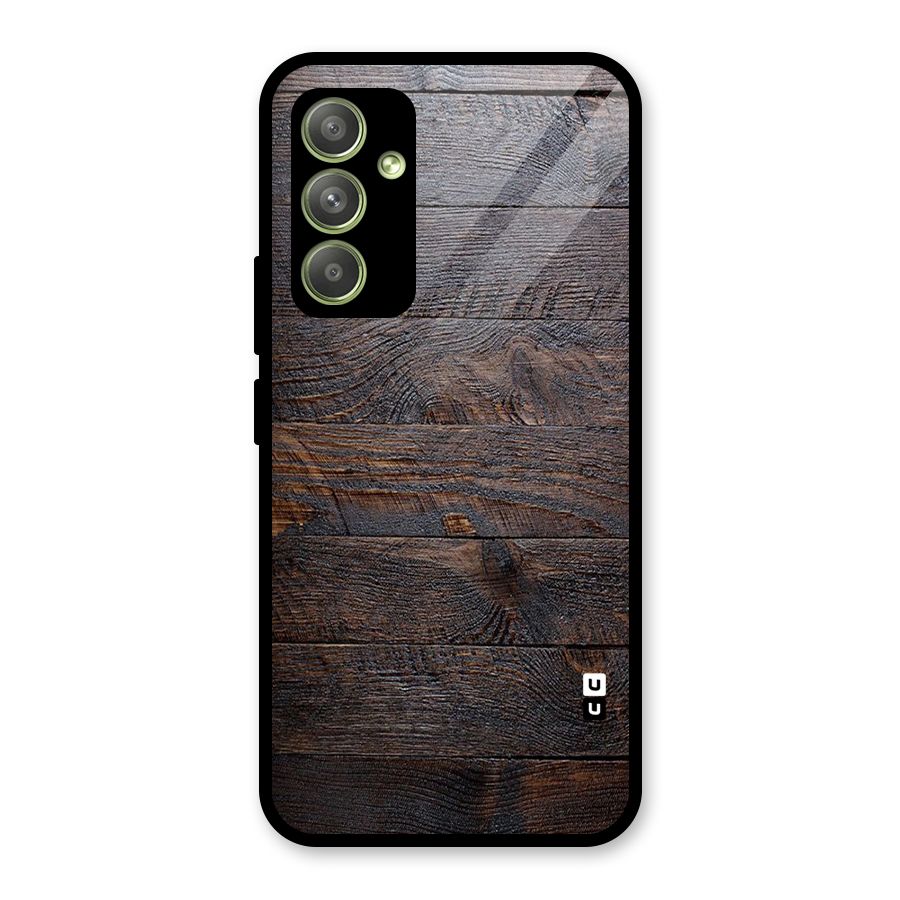 Dark Wood Printed Glass Back Case for Galaxy A54