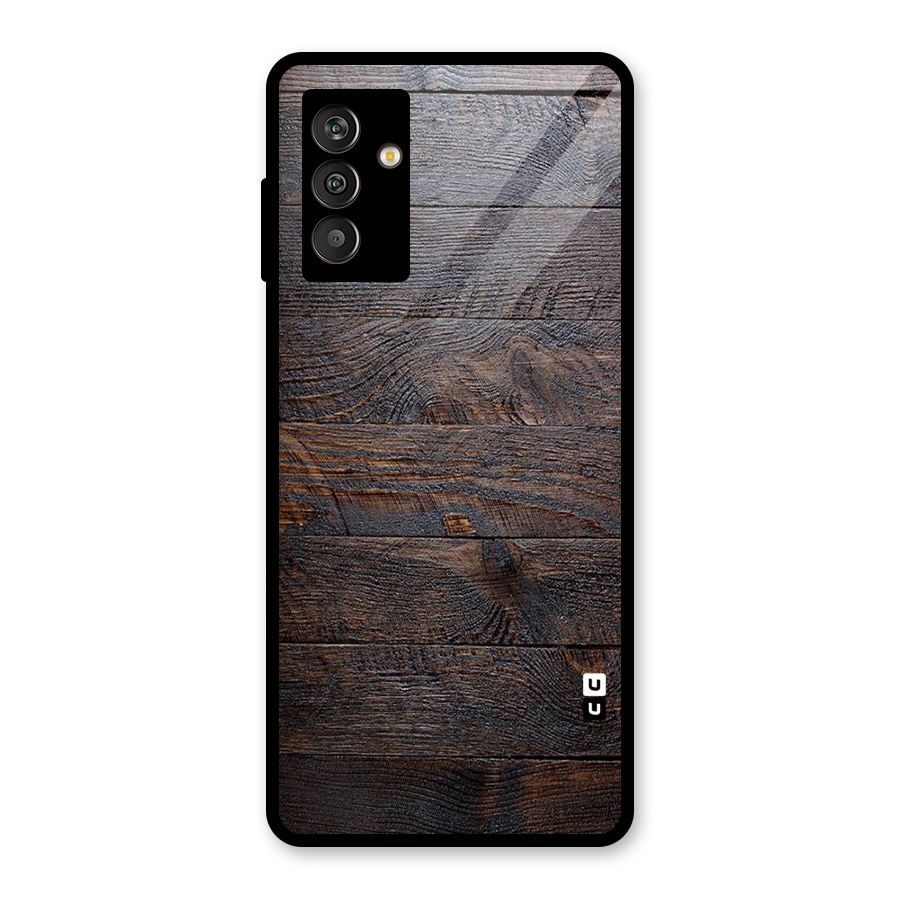 Dark Wood Printed Glass Back Case for Galaxy M13