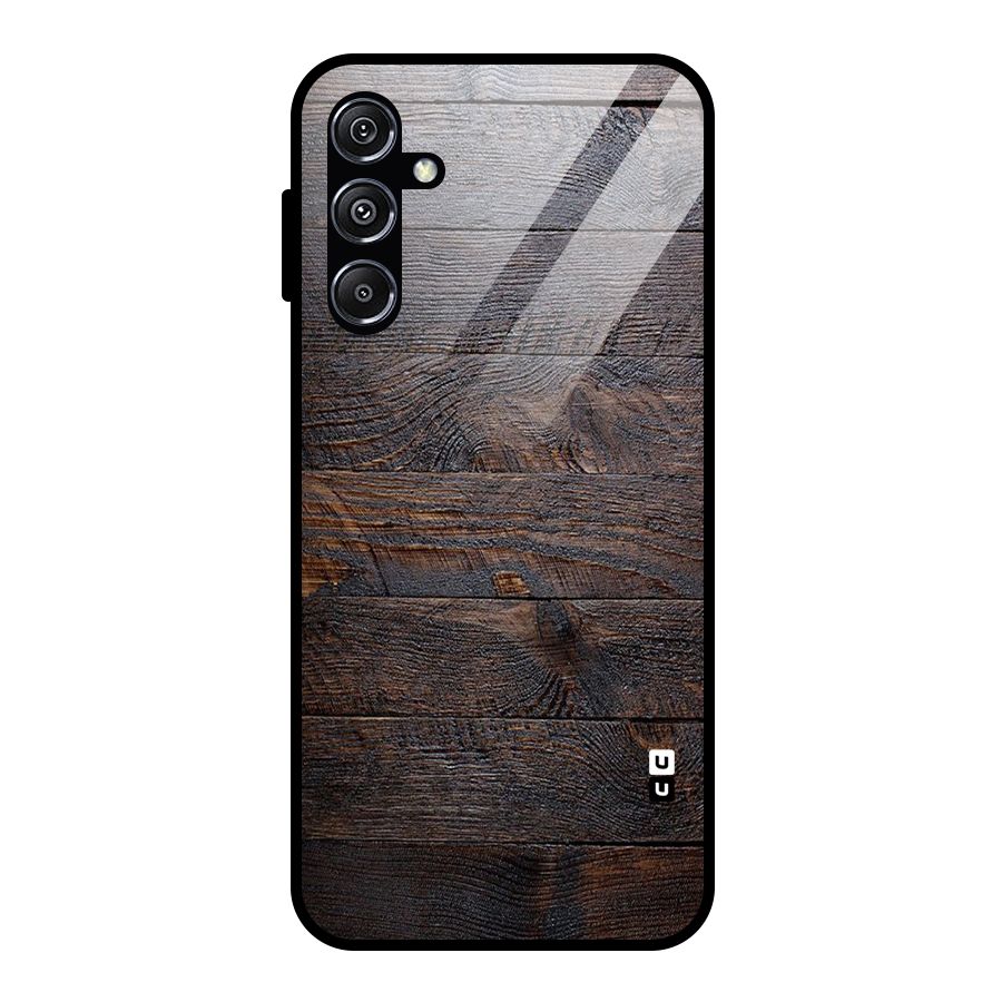 Dark Wood Printed Glass Back Case for Galaxy M34 5G