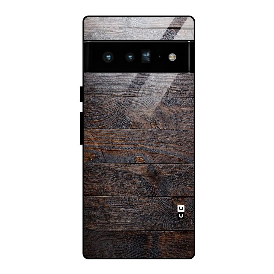 Dark Wood Printed Glass Back Case for Google Pixel 6 Pro