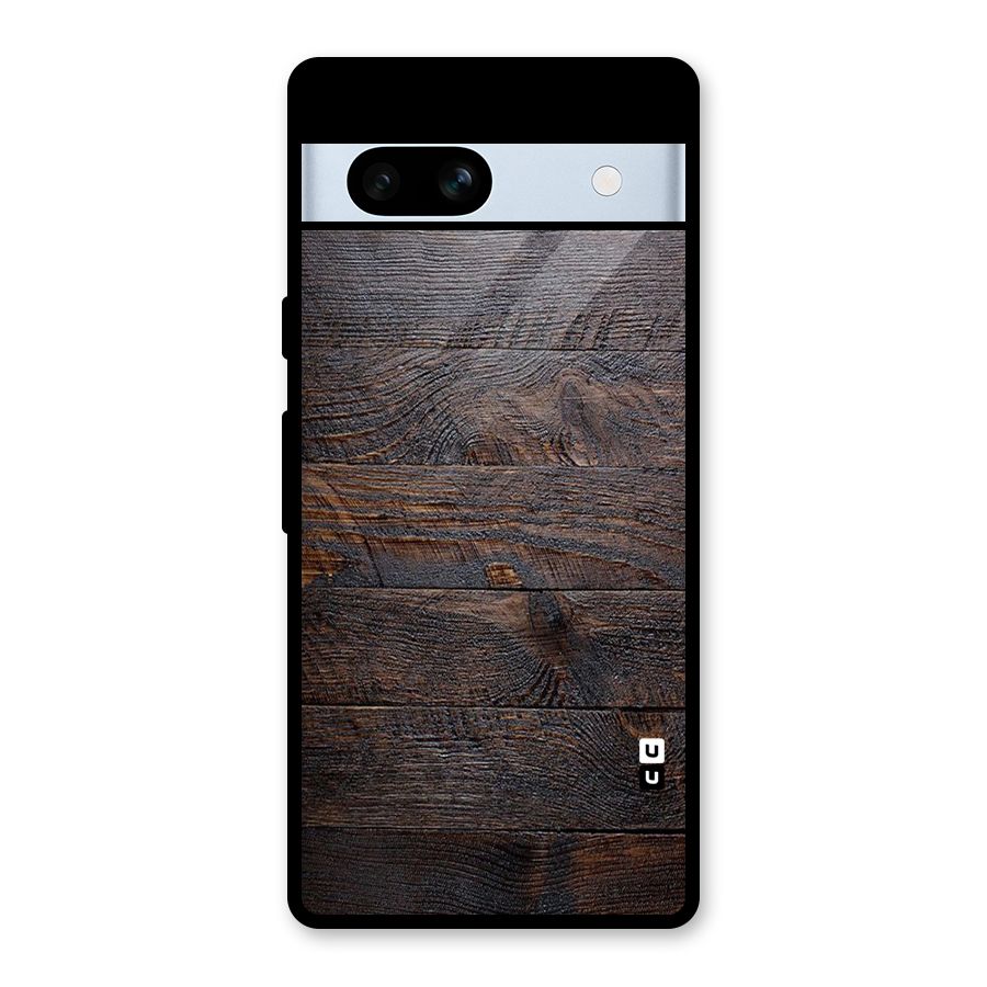 Dark Wood Printed Glass Back Case for Google Pixel 7a