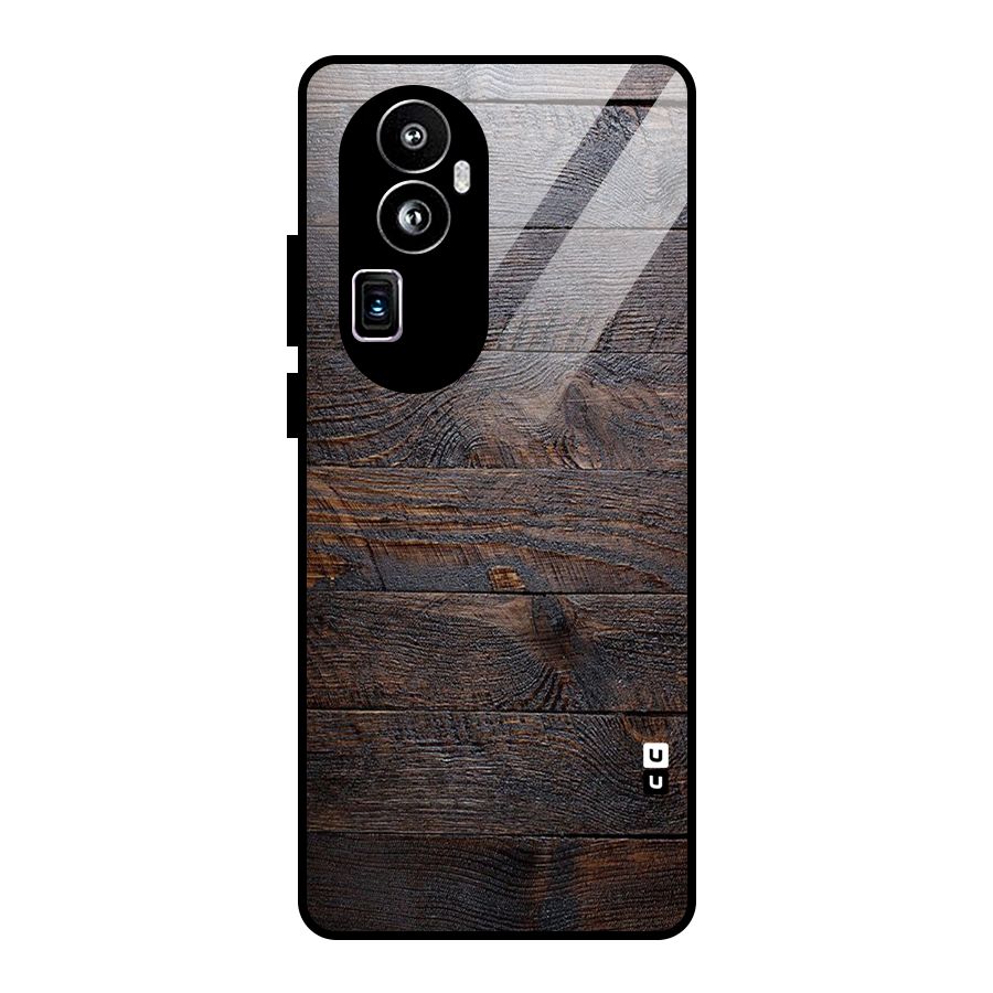 Dark Wood Printed Glass Back Case for Oppo Reno10 Pro Plus