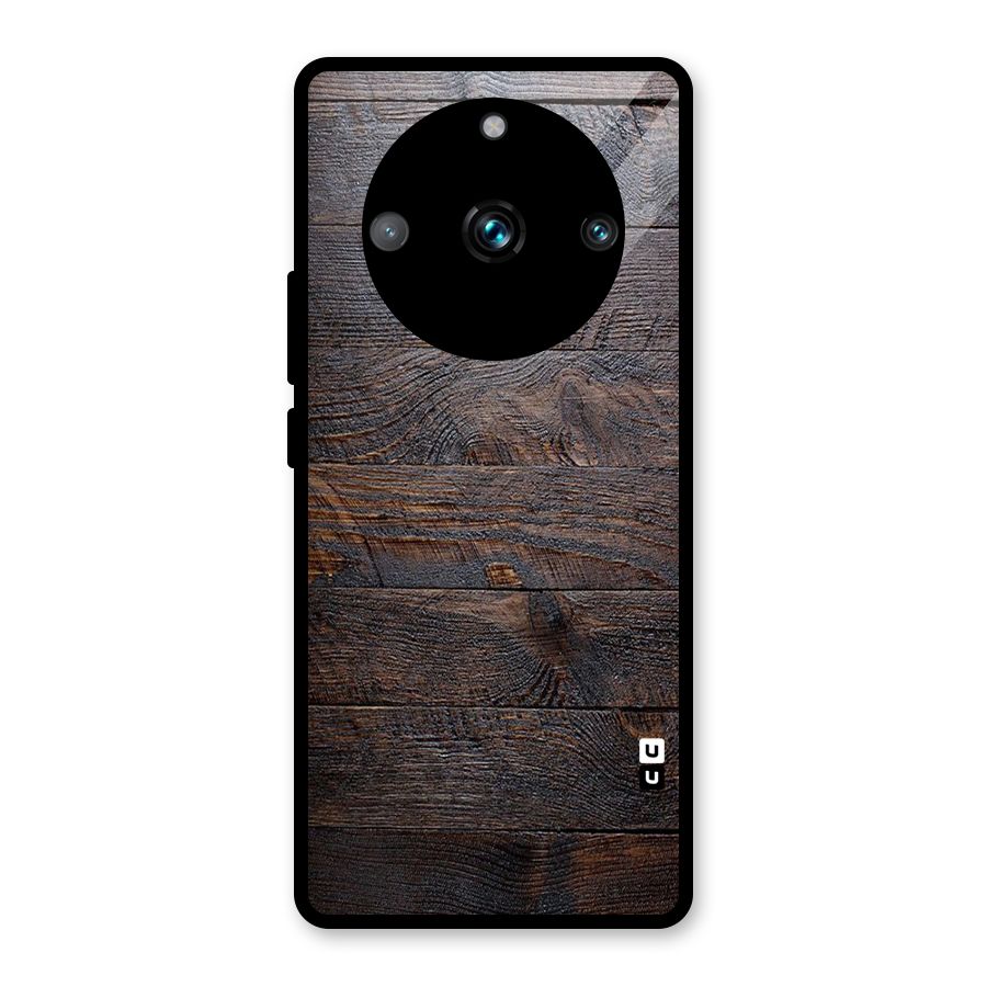 Dark Wood Printed Glass Back Case for Realme 11 Pro