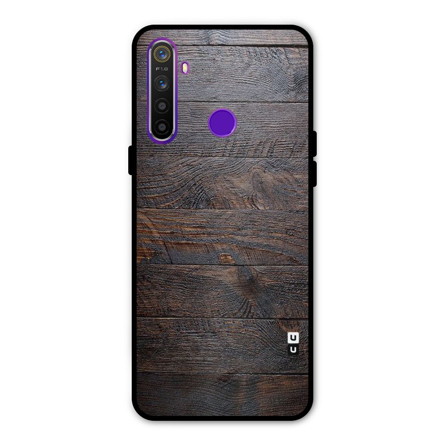Dark Wood Printed Glass Back Case for Realme 5s