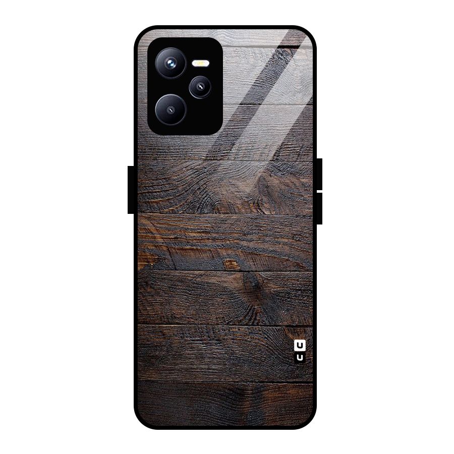 Dark Wood Printed Glass Back Case for Realme C35