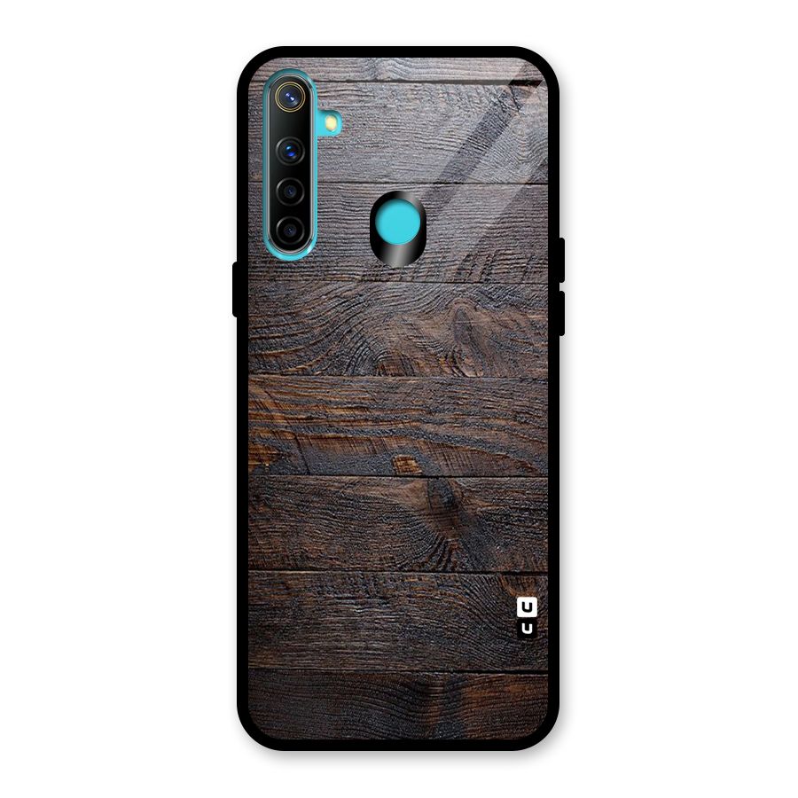 Dark Wood Printed Glass Back Case for Realme Narzo 10
