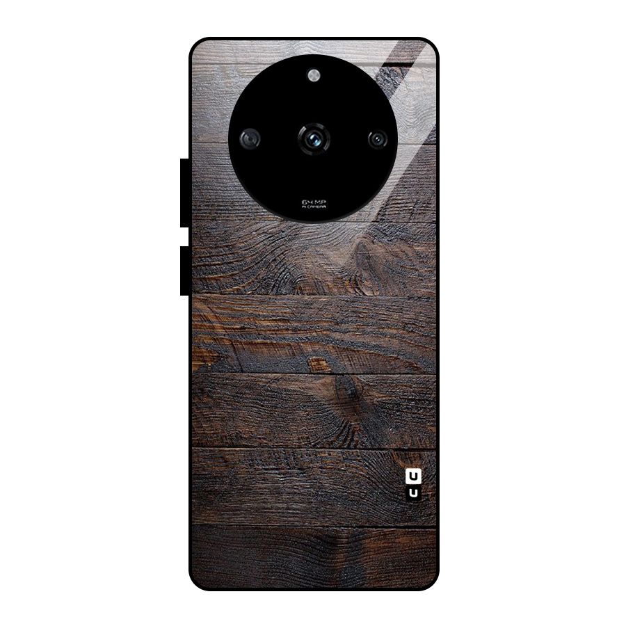 Dark Wood Printed Glass Back Case for Realme Narzo 60 5G
