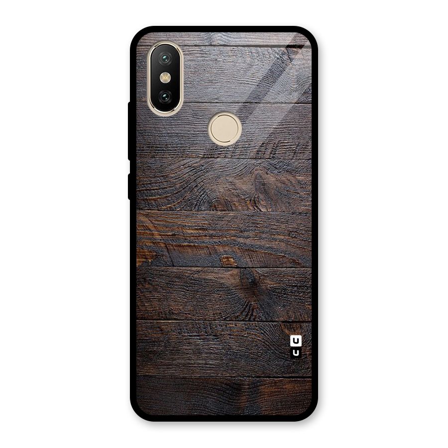 Dark Wood Printed Glass Back Case for Redmi A2